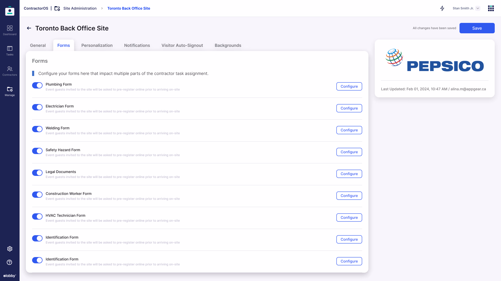 Admin dashboard