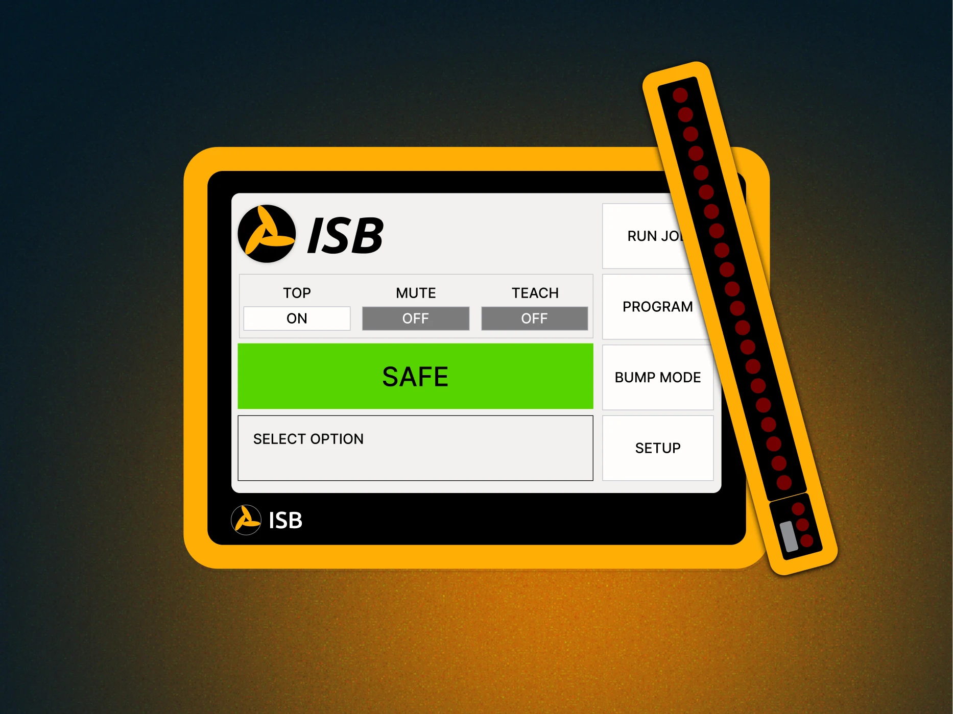 Merlin 4000 HMI in Safe state alongside an MX light column